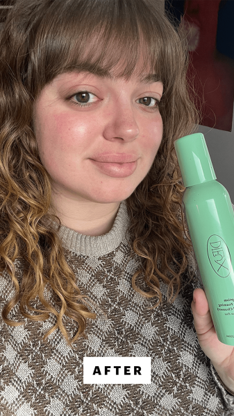 Hoffmann after applying the Dieux Baptism Gentle Foaming Facial Gel Cleanser